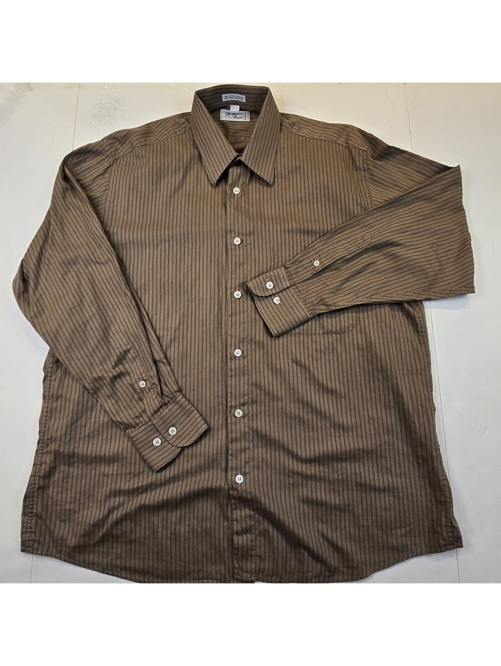 Mondo di Marco Italy Men's Button Long Sleeve Shirt, Brown, Sz 16-41/32-33